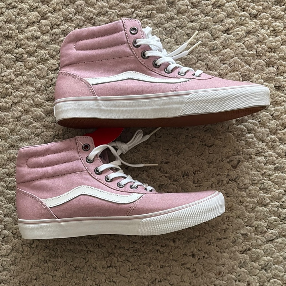 New and never worn Vans Pink and White High-Top Sneakers